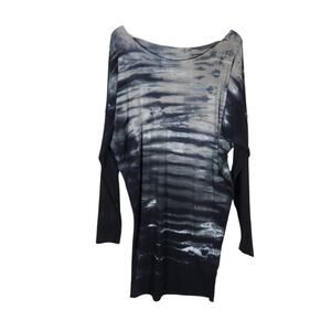 Rock Cotton Womens Tunic XS Small Black Gray Tie Dye Long Sleeve Supima Boho